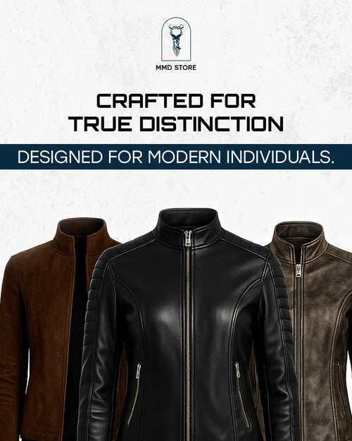 Adornica Black Leather Biker Jacket