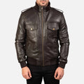 Agent Shadow Leather Bomber Jacket