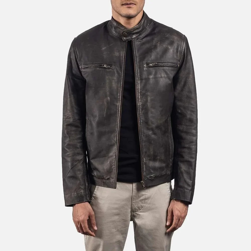 Rustic Leather Biker Jacket
