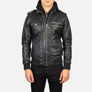 Bravado Hooded Leather Bomber Jacket