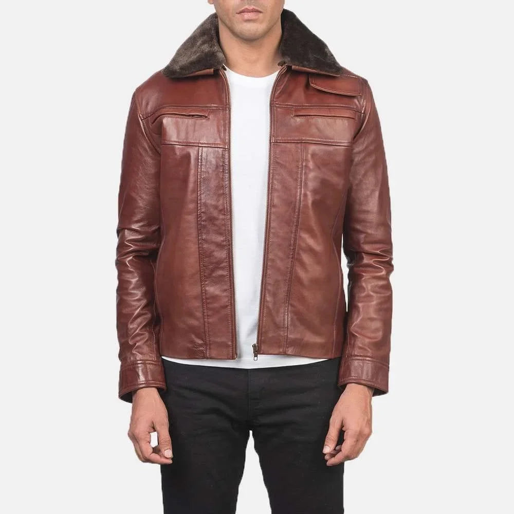 Evan Hart Fur Brown Leather Jacket