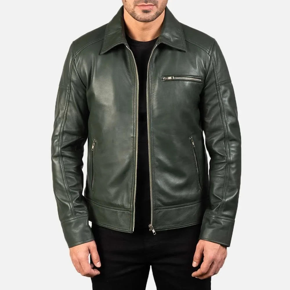 Lavendard Leather Biker Jacket