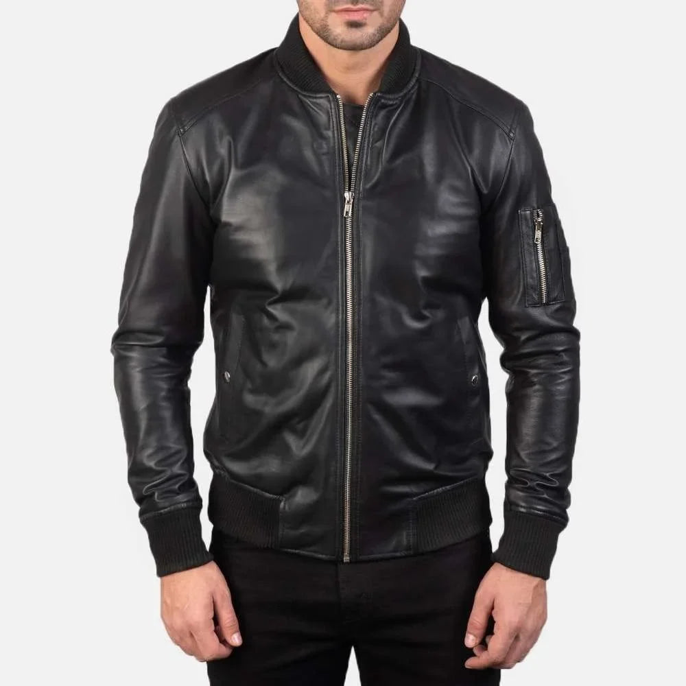 Bomia Ma-1Leather Bomber Jacket