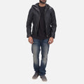 Spratt Black Hooded Leather Jacket