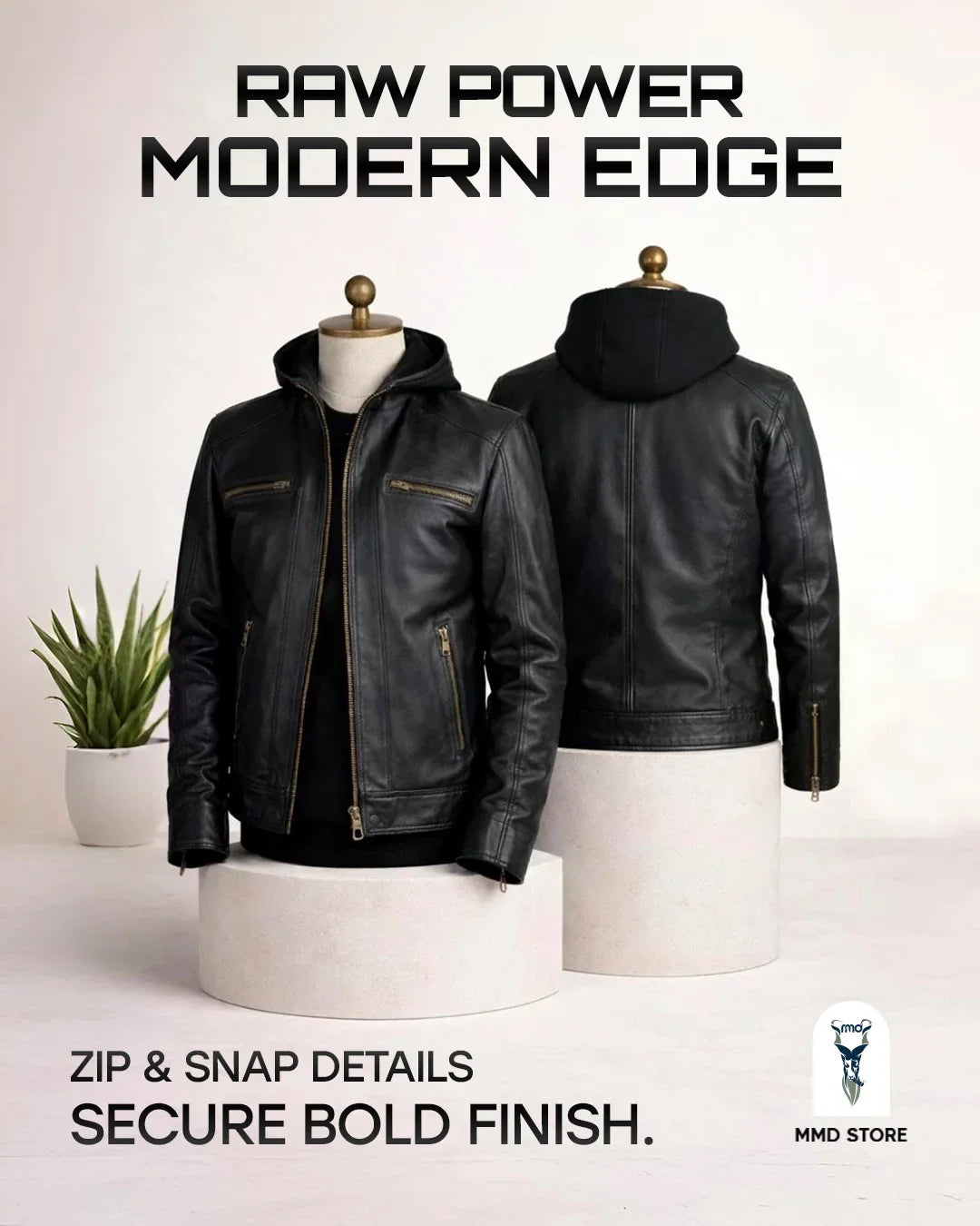 Hector Hooded Leather Biker Jacket