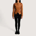 County Tan Overlap Leather Jacket