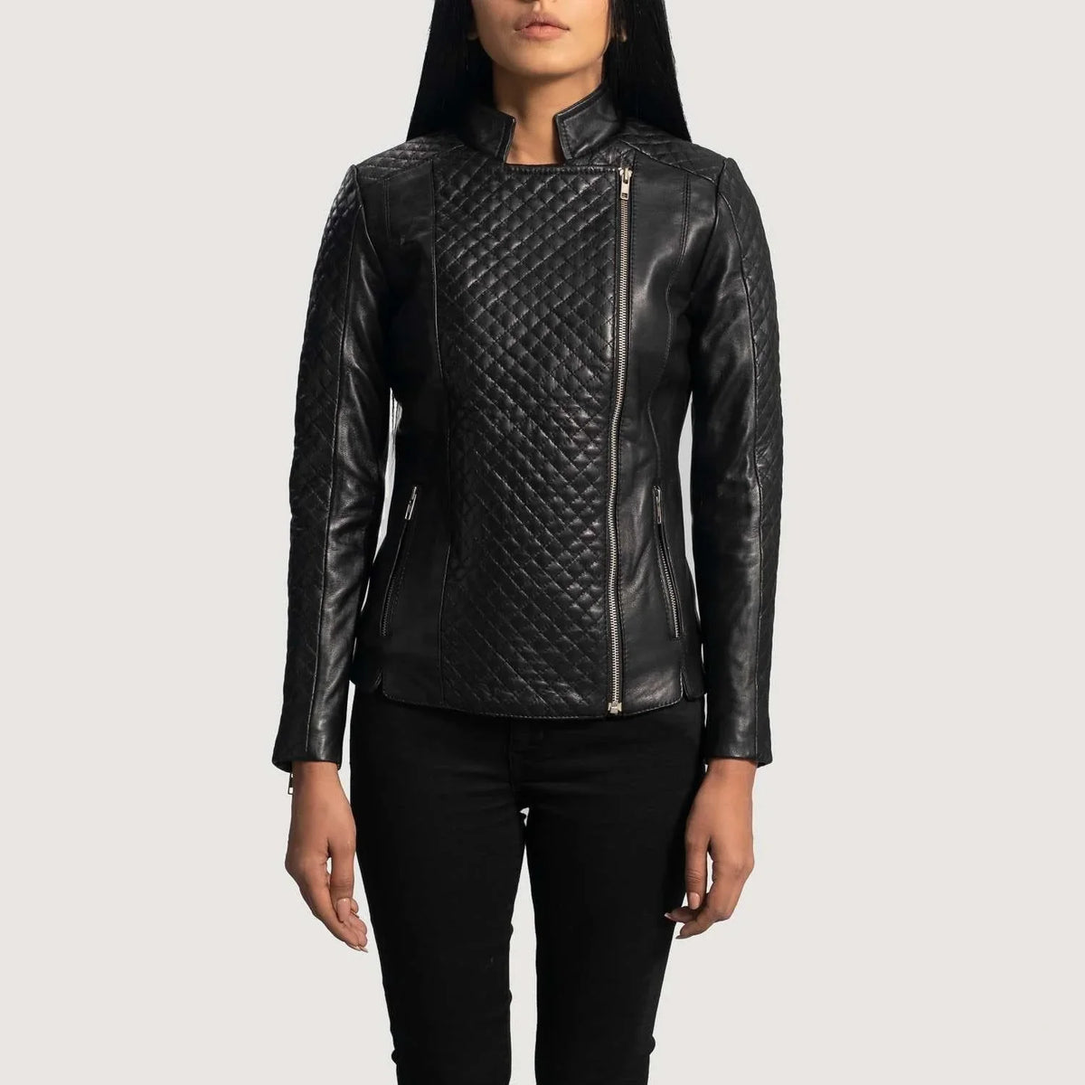 Orient Grain Quilted Leather Biker Jacket