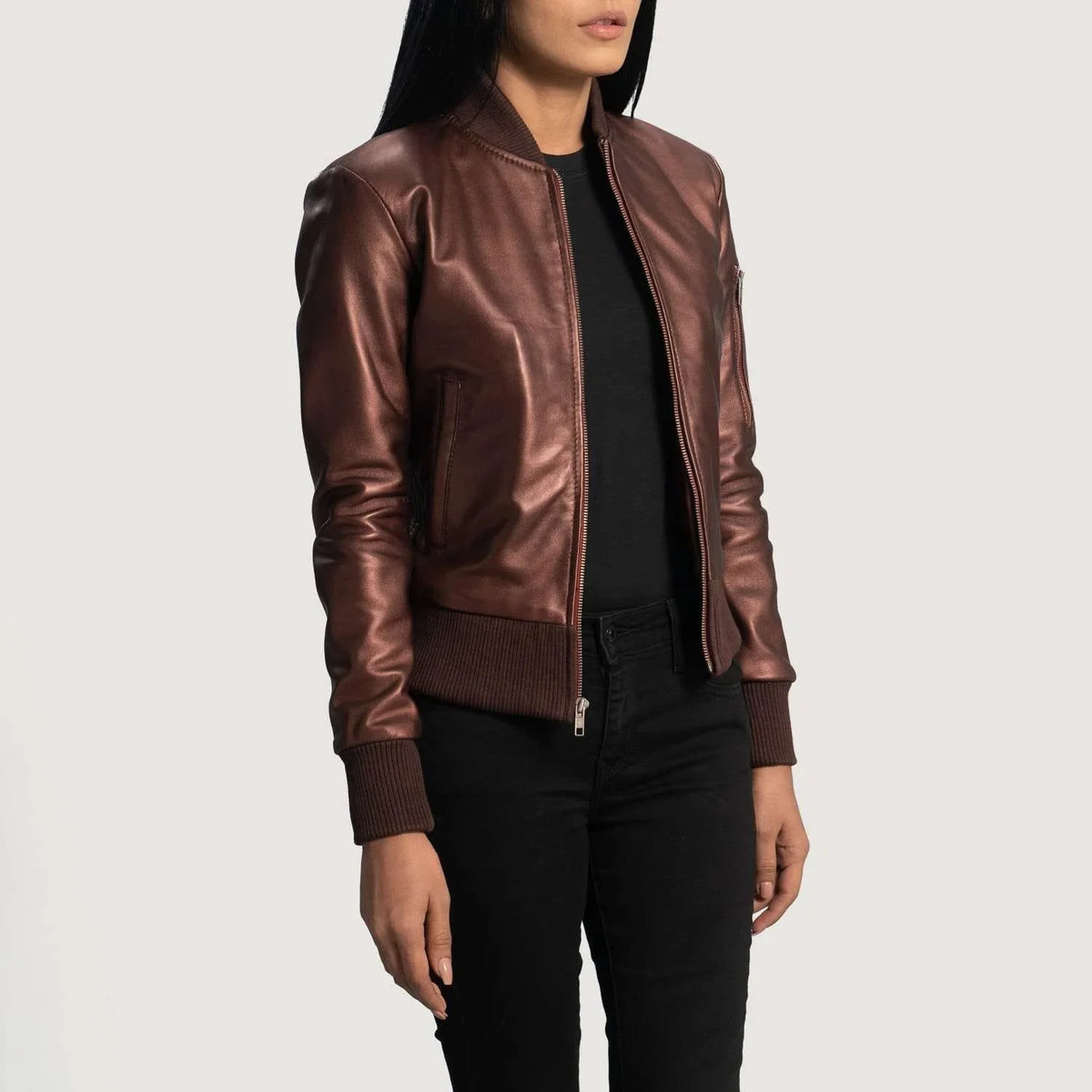 Reida Leather Bomber Jacket