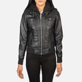 Roslyn Hooded Leather Bomber Jacket
