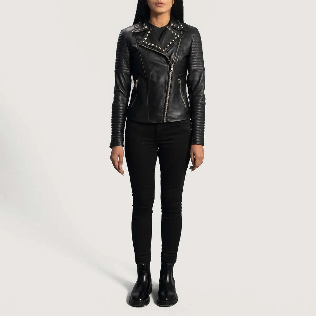 Sally Mae Studded Leather Biker Jacket