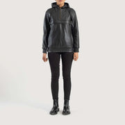 Zest Hooded Leather Pullover Jacket